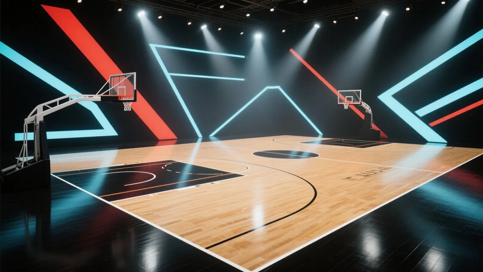 Basketball court backdrop
